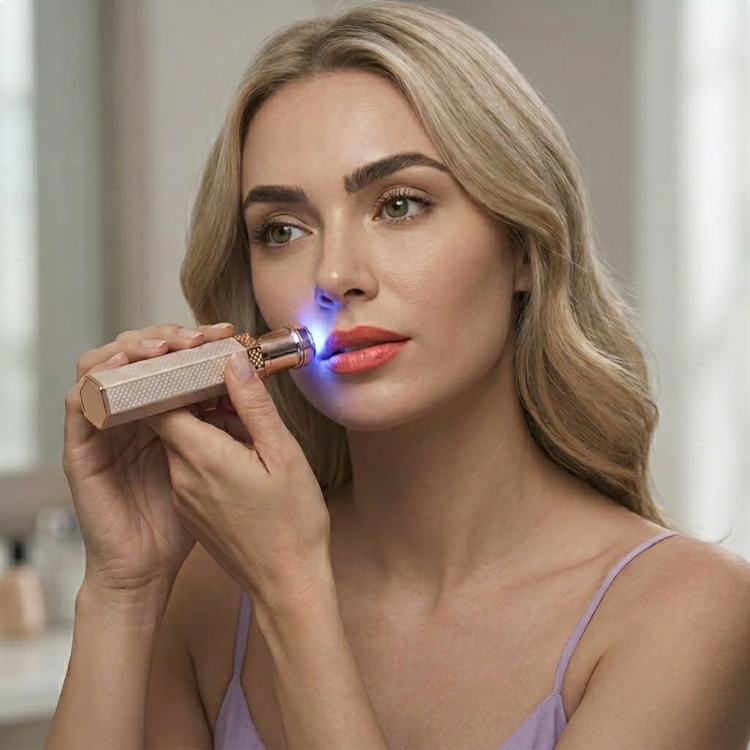 Rose gold 4-in-1 rechargeable facial trimmer with four attachments