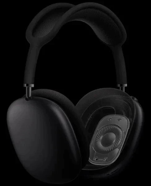 Over-ear noise cancelling headphones with padded ear cups and headband