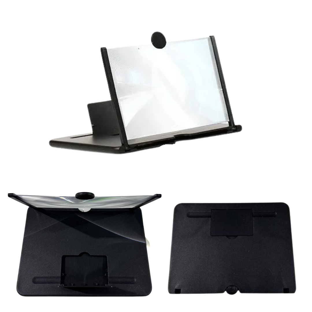 Foldable phone screen magnifier with stand and viewing panel