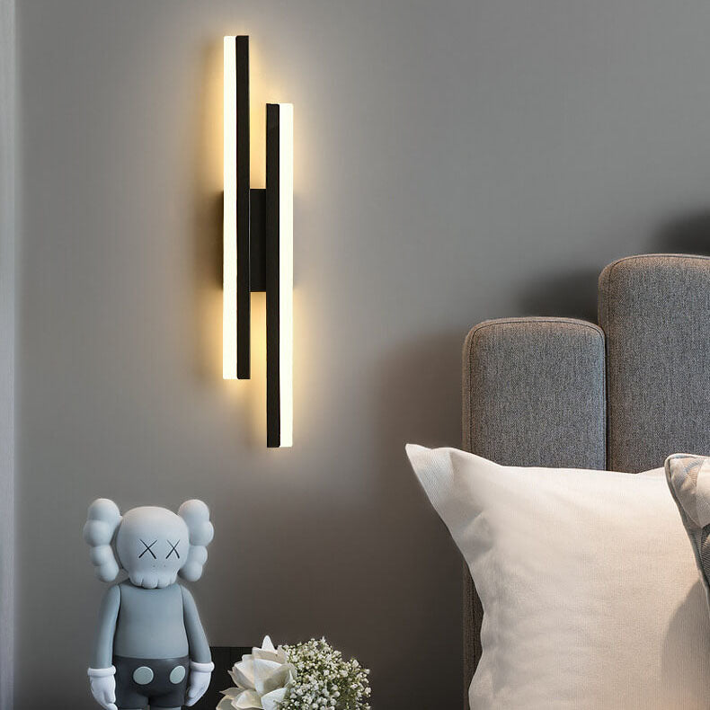 Modern linear two-light LED wall sconce with vertical illuminated bars