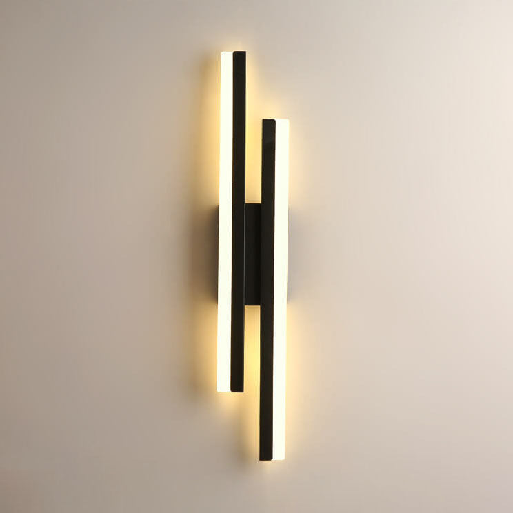 Modern linear two-light LED wall sconce with vertical illuminated bars