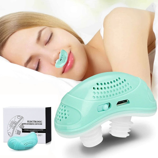 Compact electronic nasal breathing device with twin supports and USB port