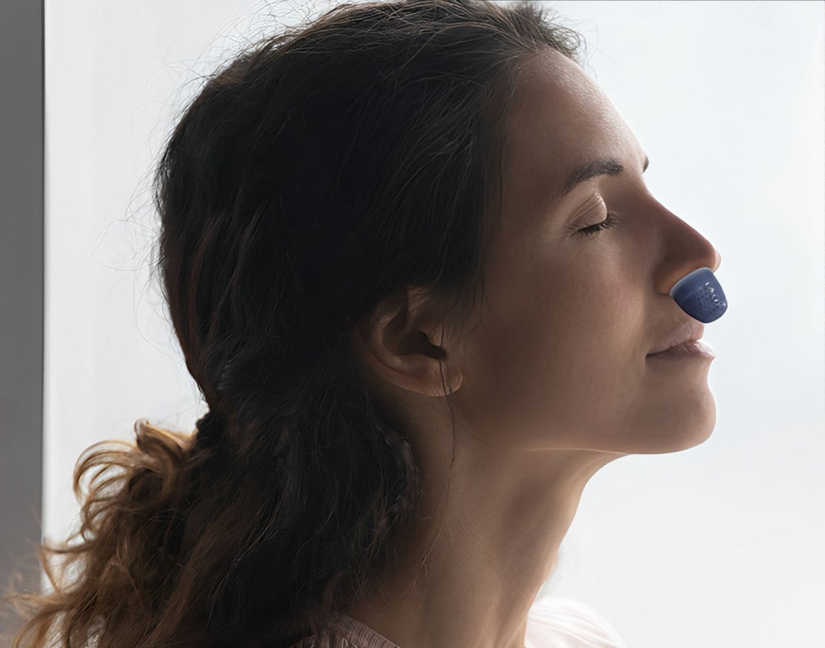 Compact electronic nasal breathing device with twin supports and USB port