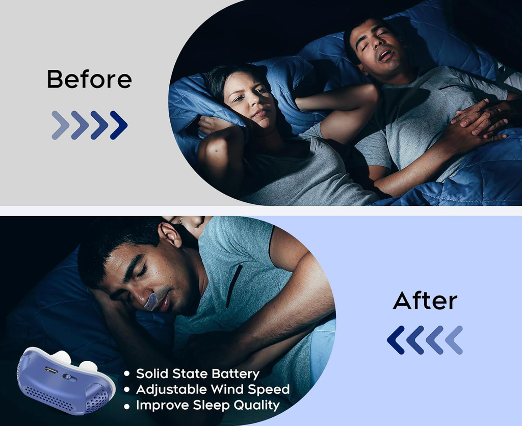 Compact electronic nasal breathing device with twin supports and USB port