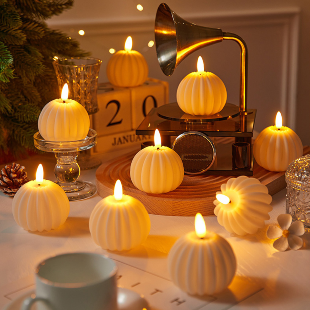 White flameless LED candle with a warm flickering flame-style light