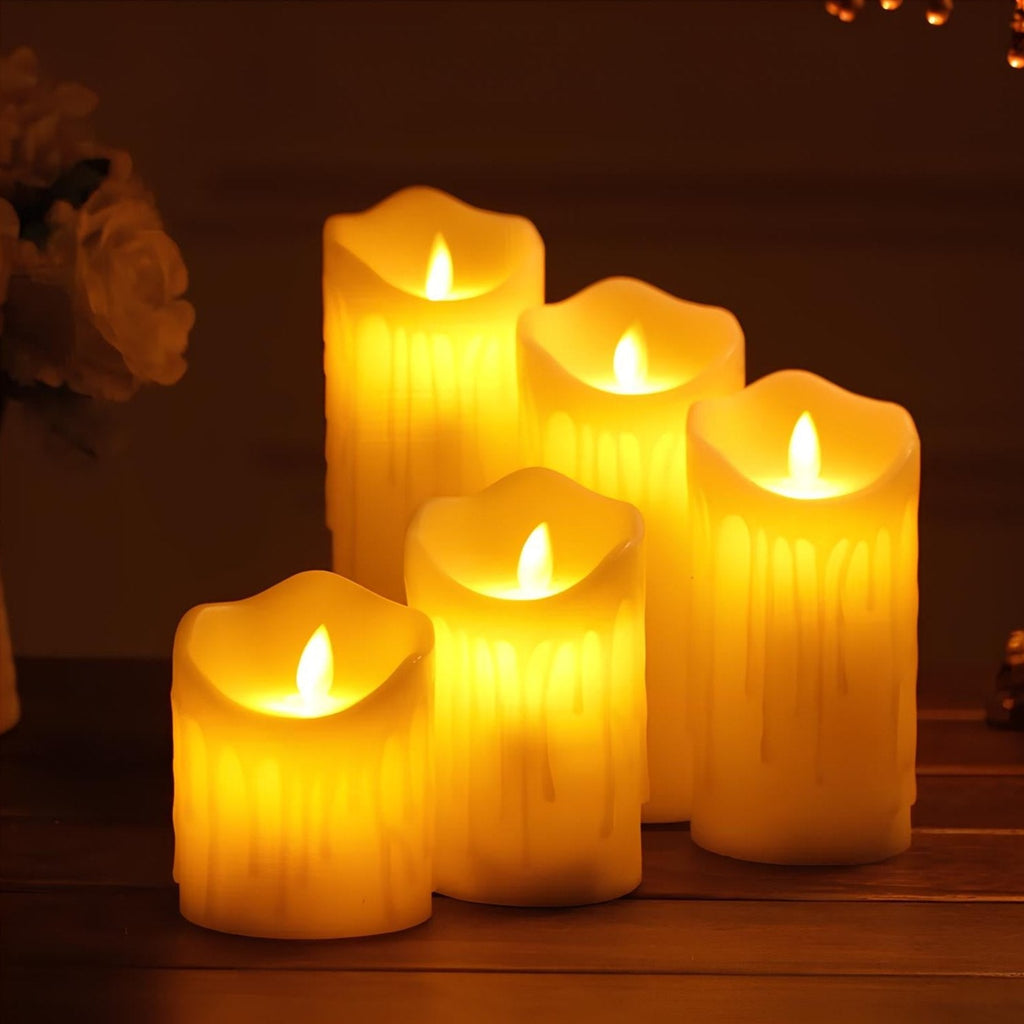 White flameless LED candle with a warm flickering flame-style light