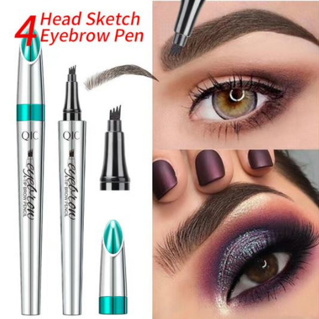 Two silver eyebrow microblading pens with three-prong tips