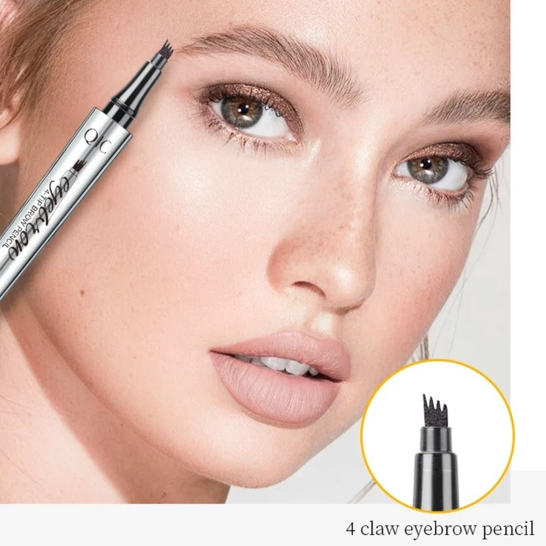 Two silver eyebrow microblading pens with three-prong tips
