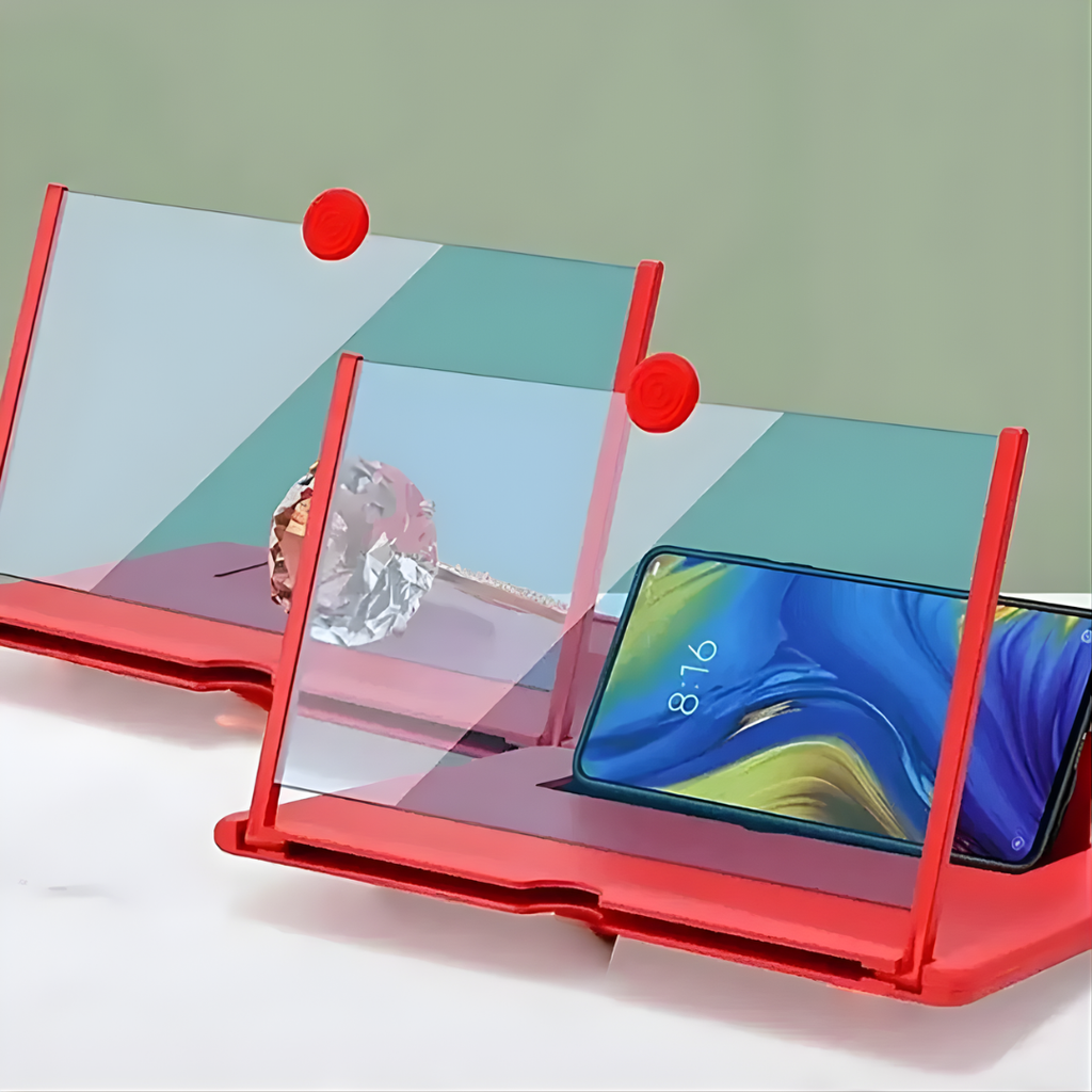 Foldable phone screen magnifier with stand and viewing panel