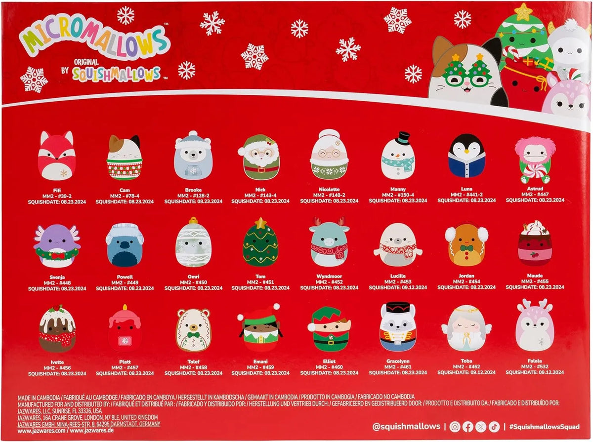 Fold-out Christmas advent calendar with 24 numbered doors and festive character designs