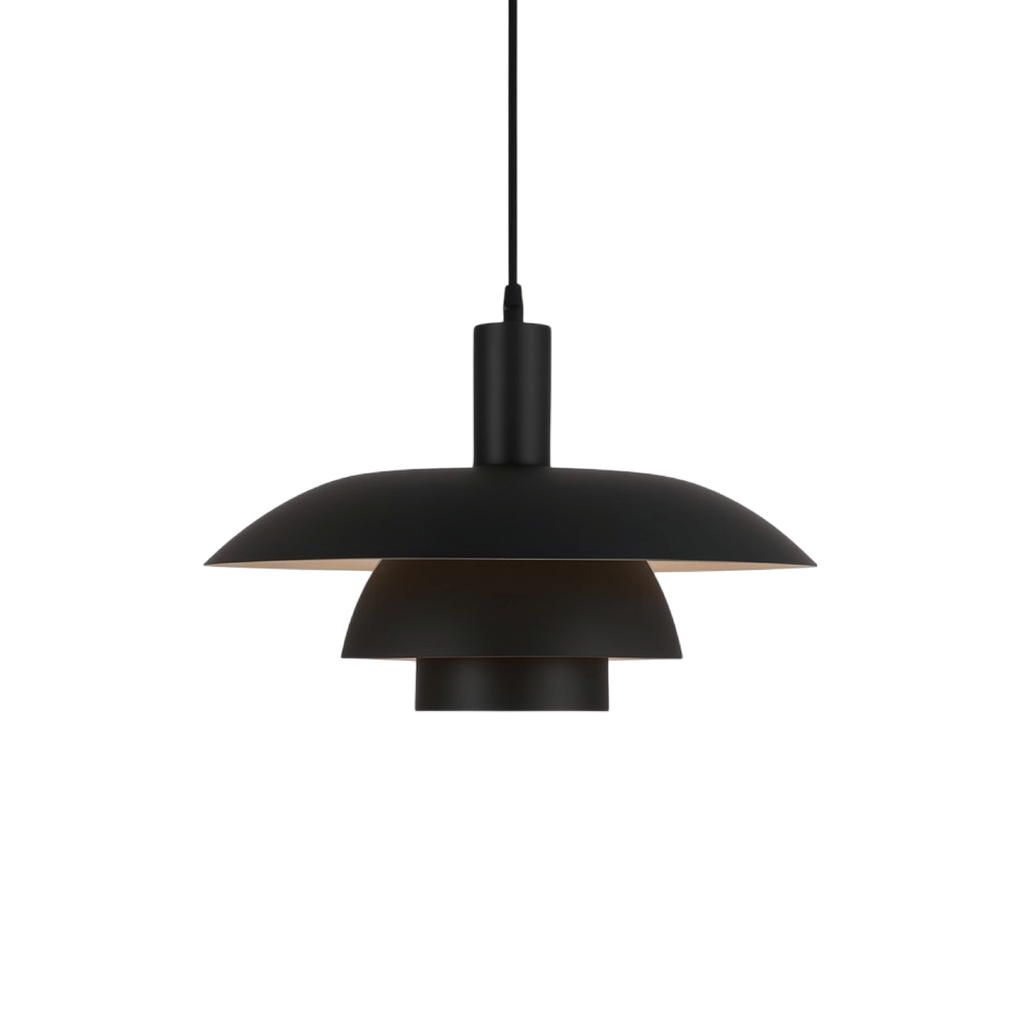 Layered LED pendant ceiling light with a dome shade and hanging cable