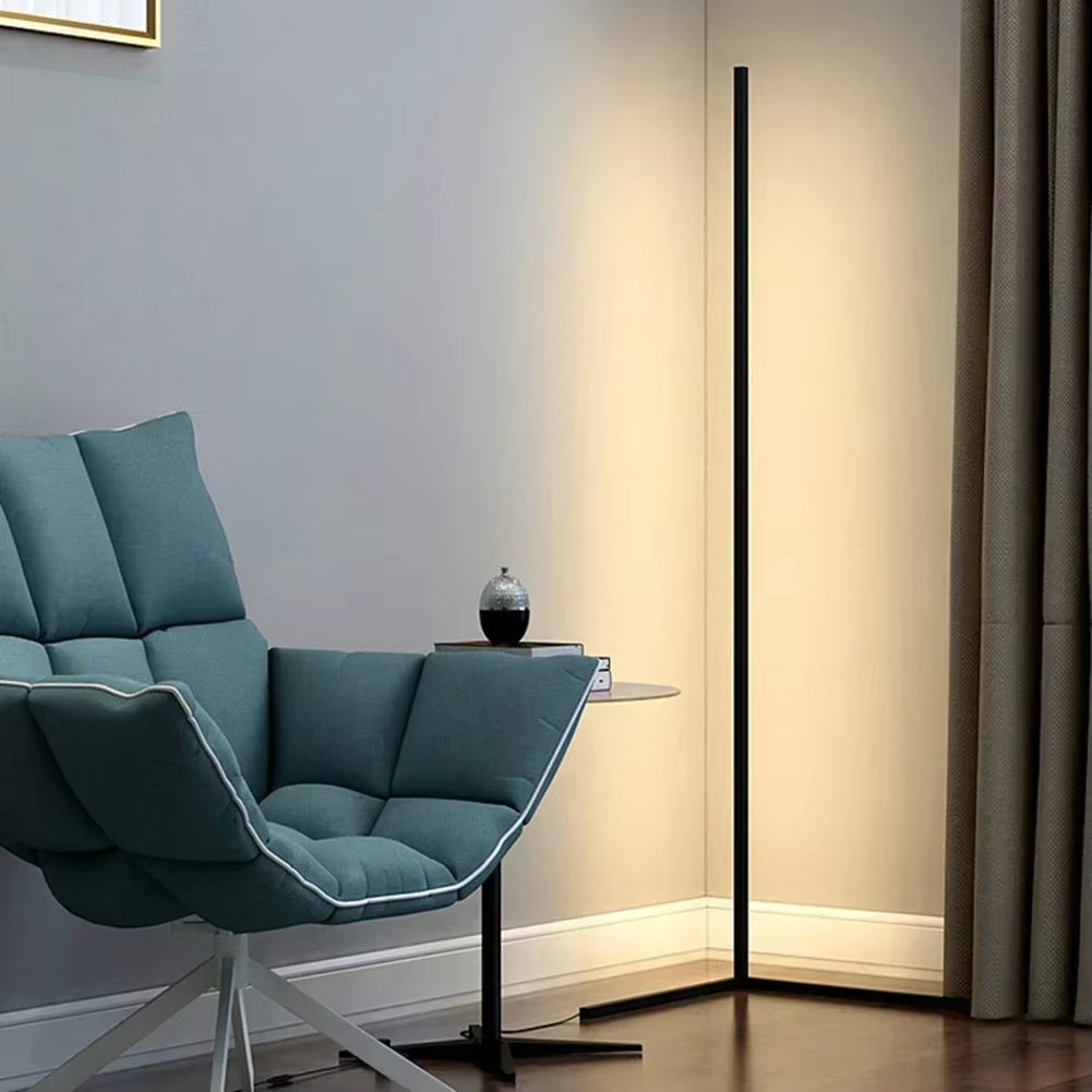 Slim vertical LED floor lamp with freestanding base