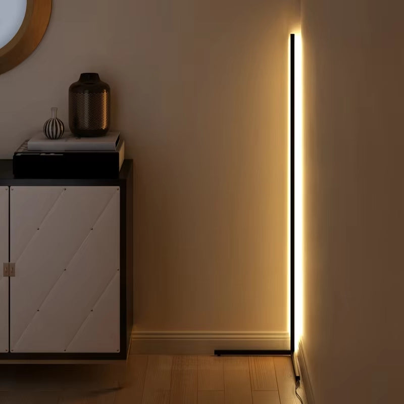Slim vertical LED floor lamp with freestanding base