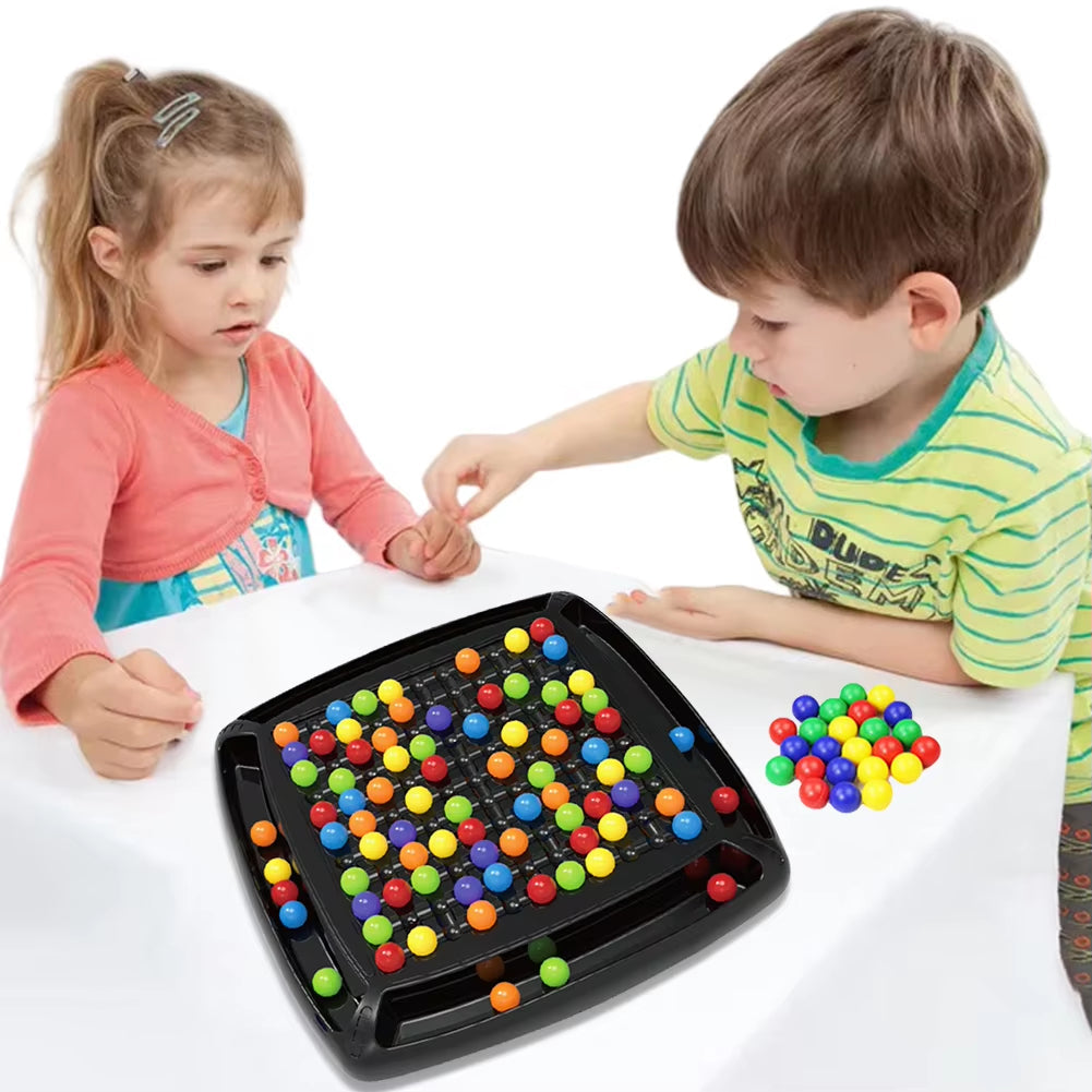Black strategy board game tray with colourful balls