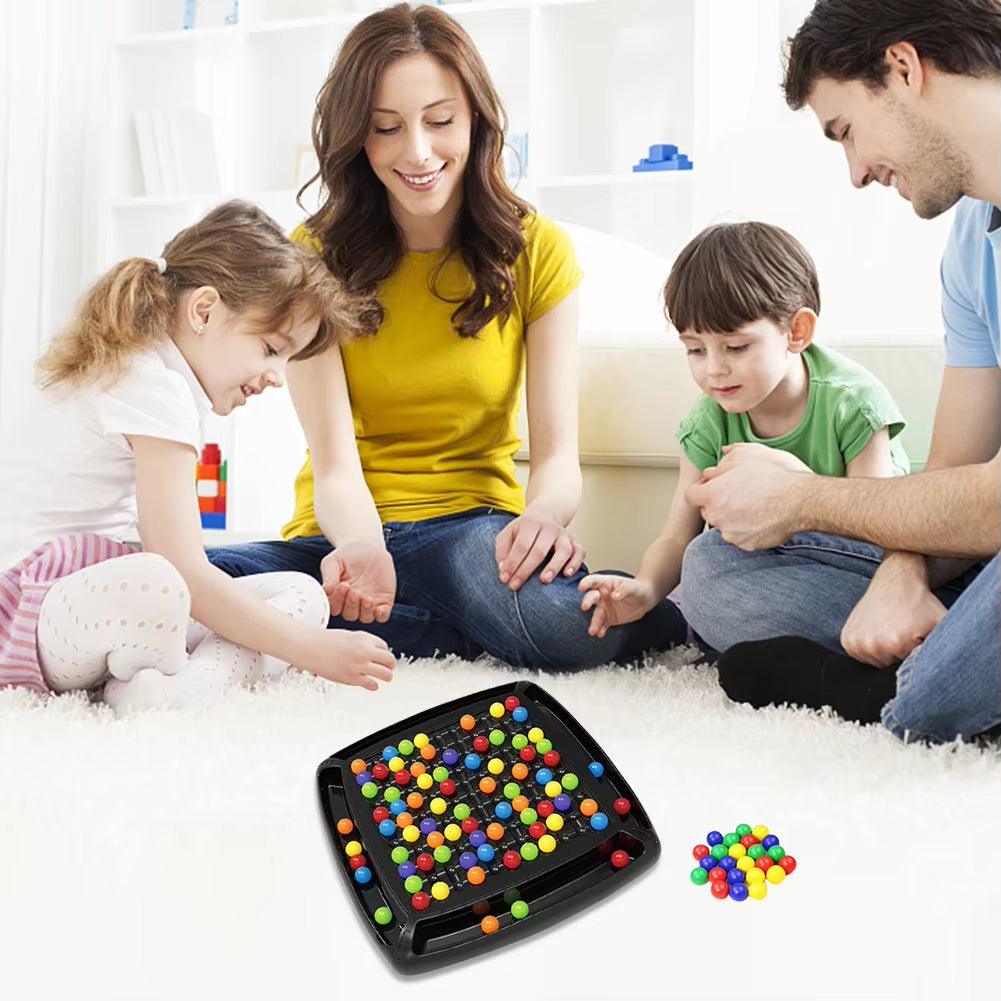 Black strategy board game tray with colourful balls