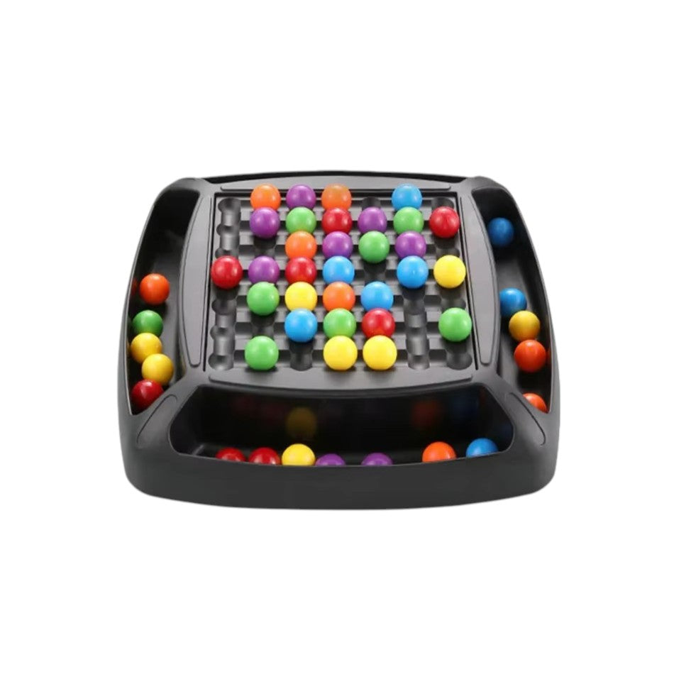 Black strategy board game tray with colourful balls