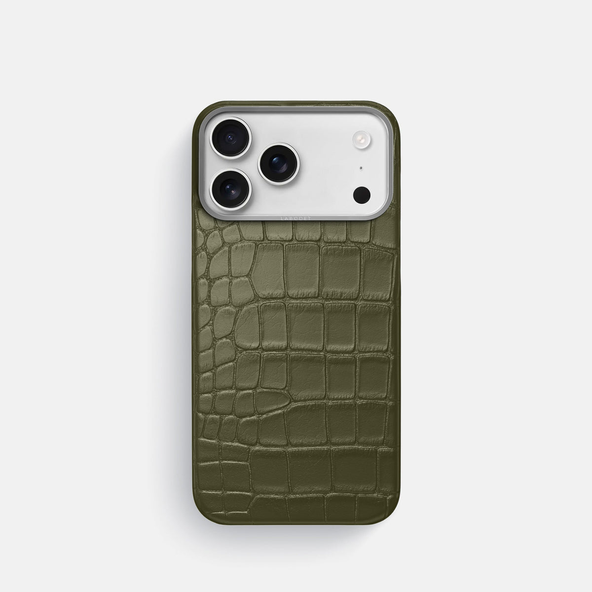 iPhone 17 Pro phone case with raised alligator-style texture and camera cutout