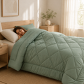 Quilted 2-in-1 duvet with diamond stitching on a bed