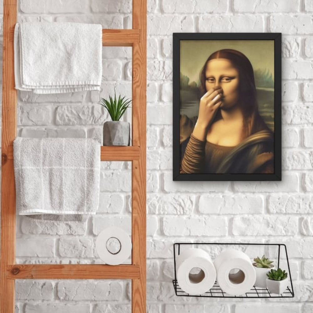 Framed portrait wall art showing a woman in a black rectangular frame