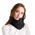 Compact travel neck warmer worn around the neck
