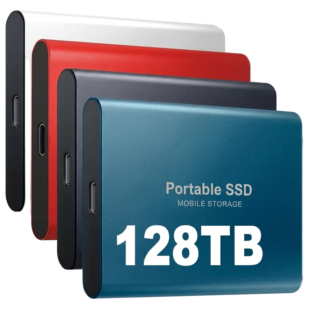 Portable external SSD with USB cable for laptop storage