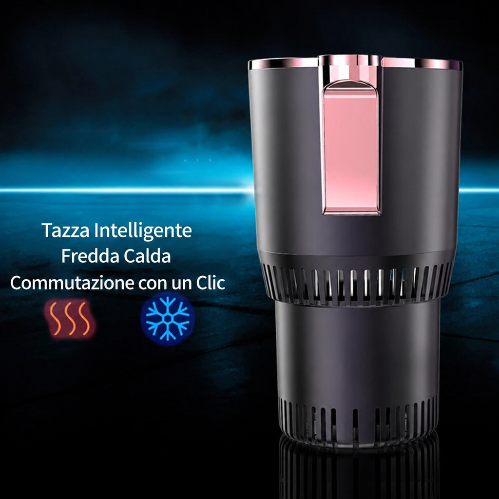 Portable beverage warmer and cooler positioned in a car cup holder