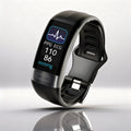 Smartwatch with digital display, perforated wrist strap and buckle fastening