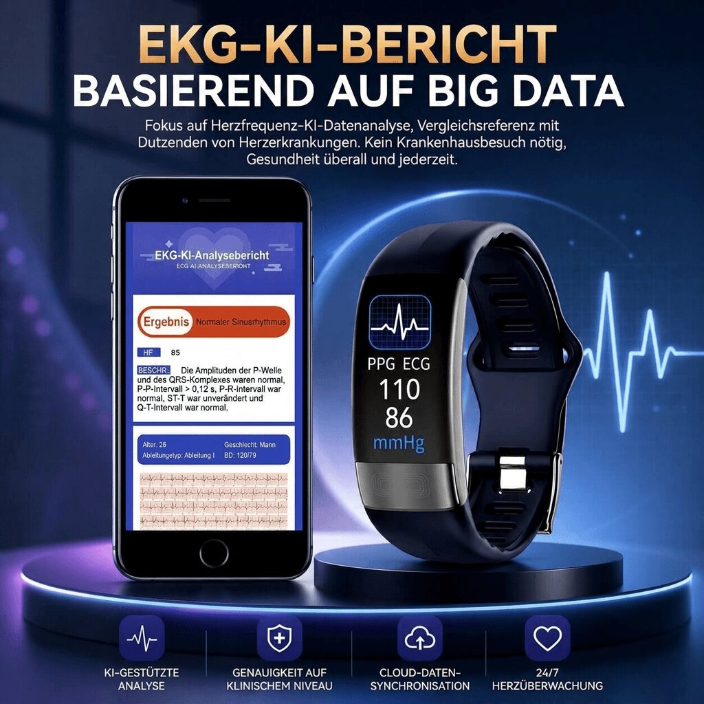 Smartwatch with digital display, perforated wrist strap and buckle fastening