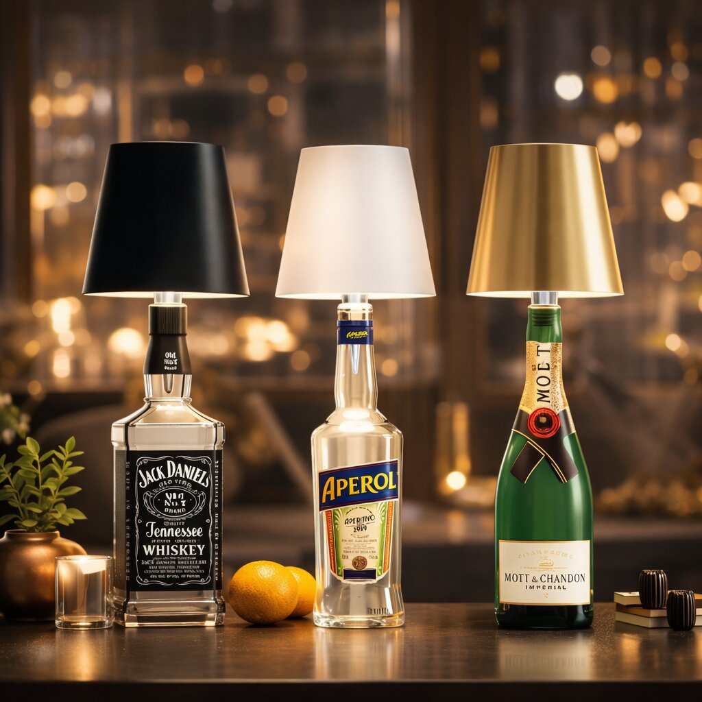 Bottle style table lamp with tapered shade and pointed decorative base