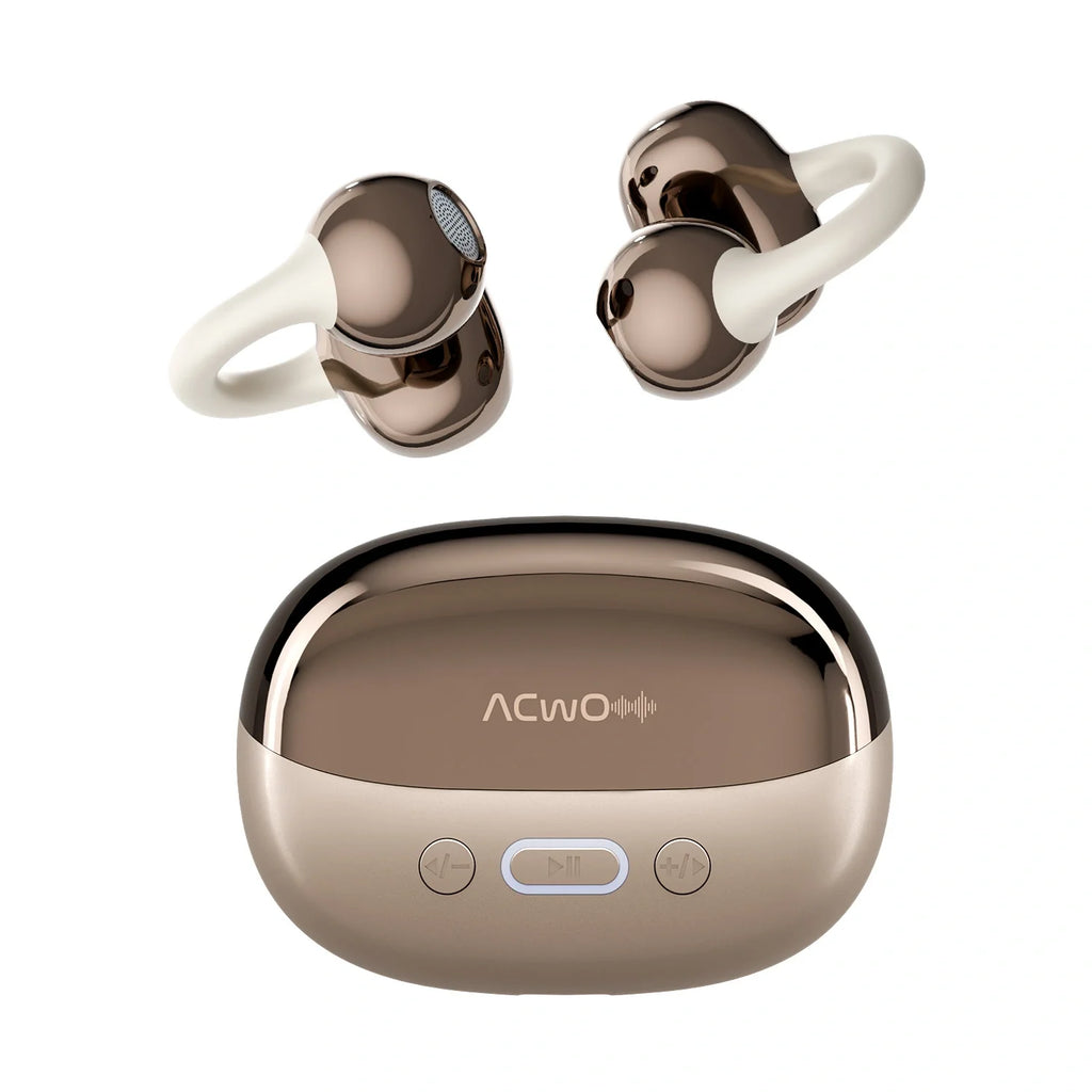 Open ear true wireless earbuds with matching charging case