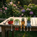 Decorative boot-shaped garden planter with sculpted legs