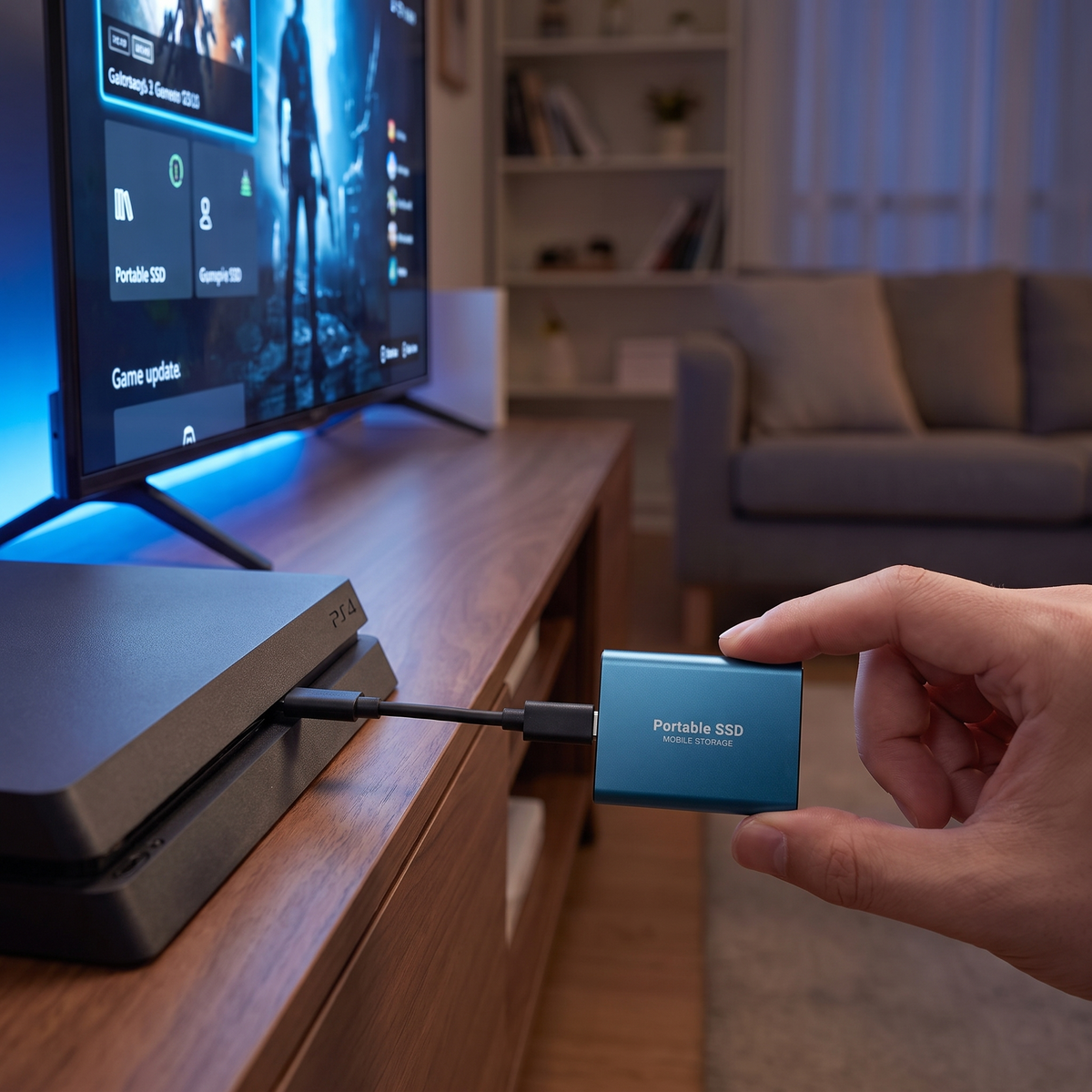 Portable aluminium external SSD with USB-C port