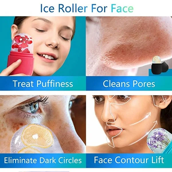 Reusable silicone cooling facial massager with rounded applicator head