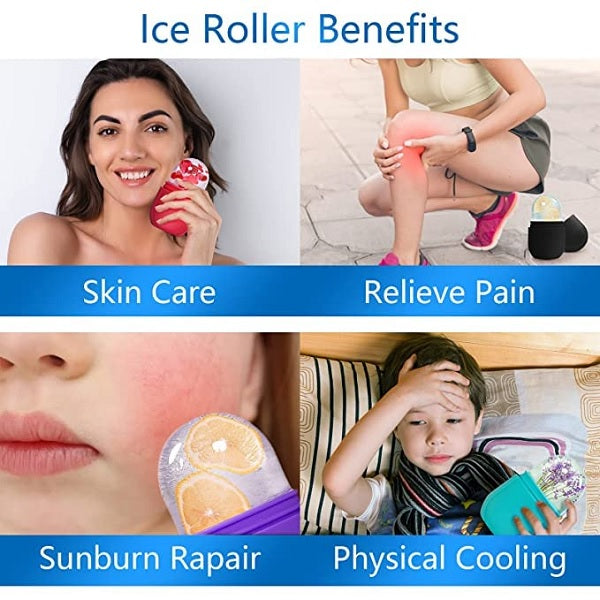 Reusable silicone cooling facial massager with rounded applicator head