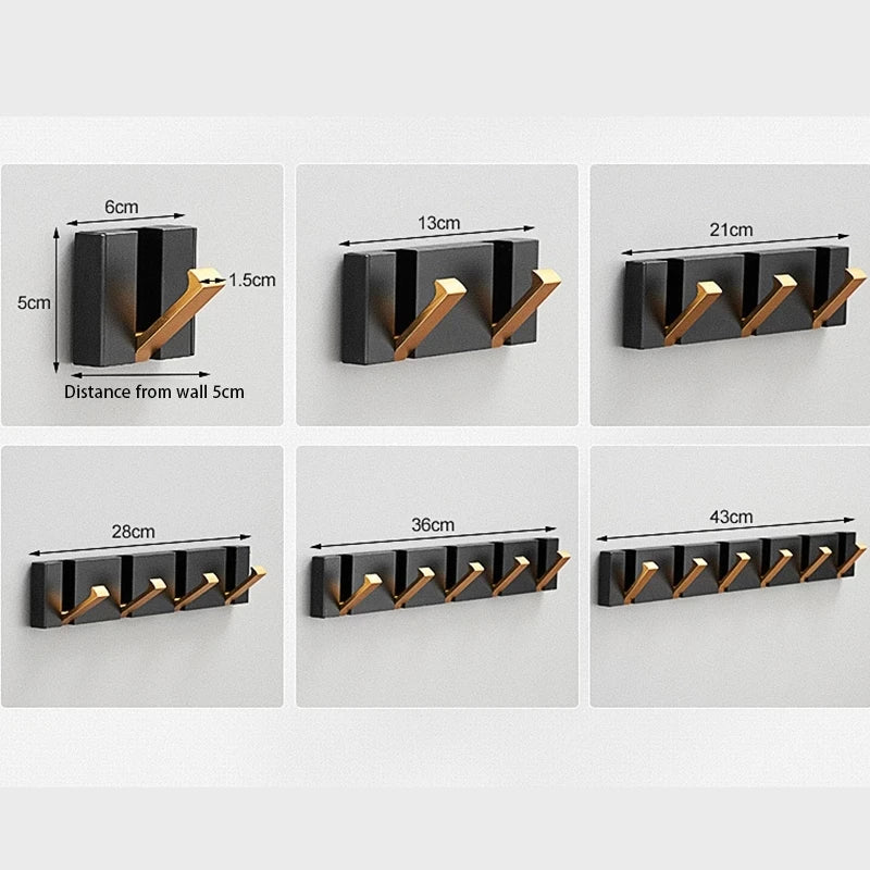 Folding two-hook wall-mounted coat and towel holder