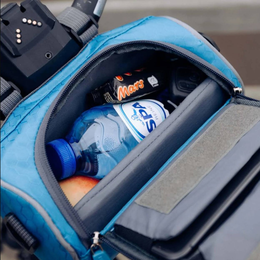Waterproof bicycle bag with clear phone window and adjustable mounting straps
