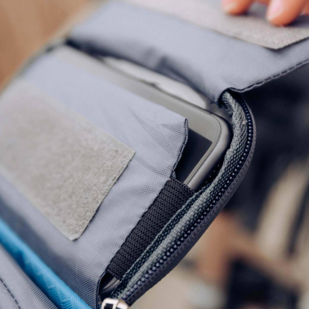 Waterproof bicycle bag with clear phone window and adjustable mounting straps
