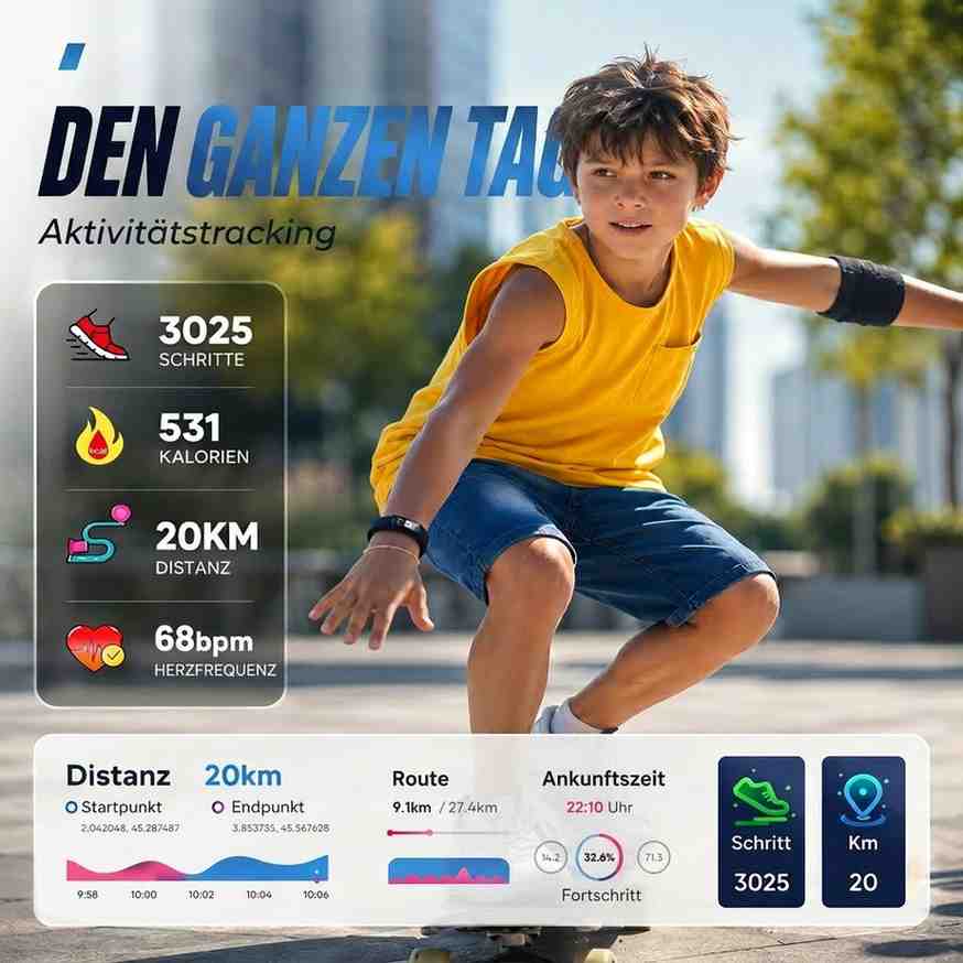 Kids smartwatch with GPS, heart rate monitoring and adjustable wrist strap