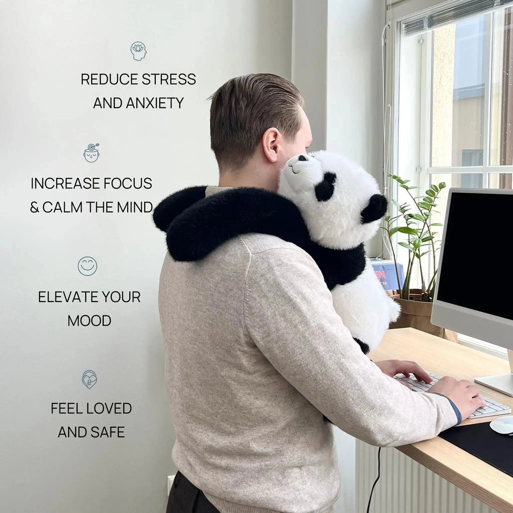Long-armed plush stuffed animals including a sloth and red panda