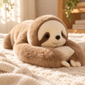 Long-armed plush stuffed animals including a sloth and red panda