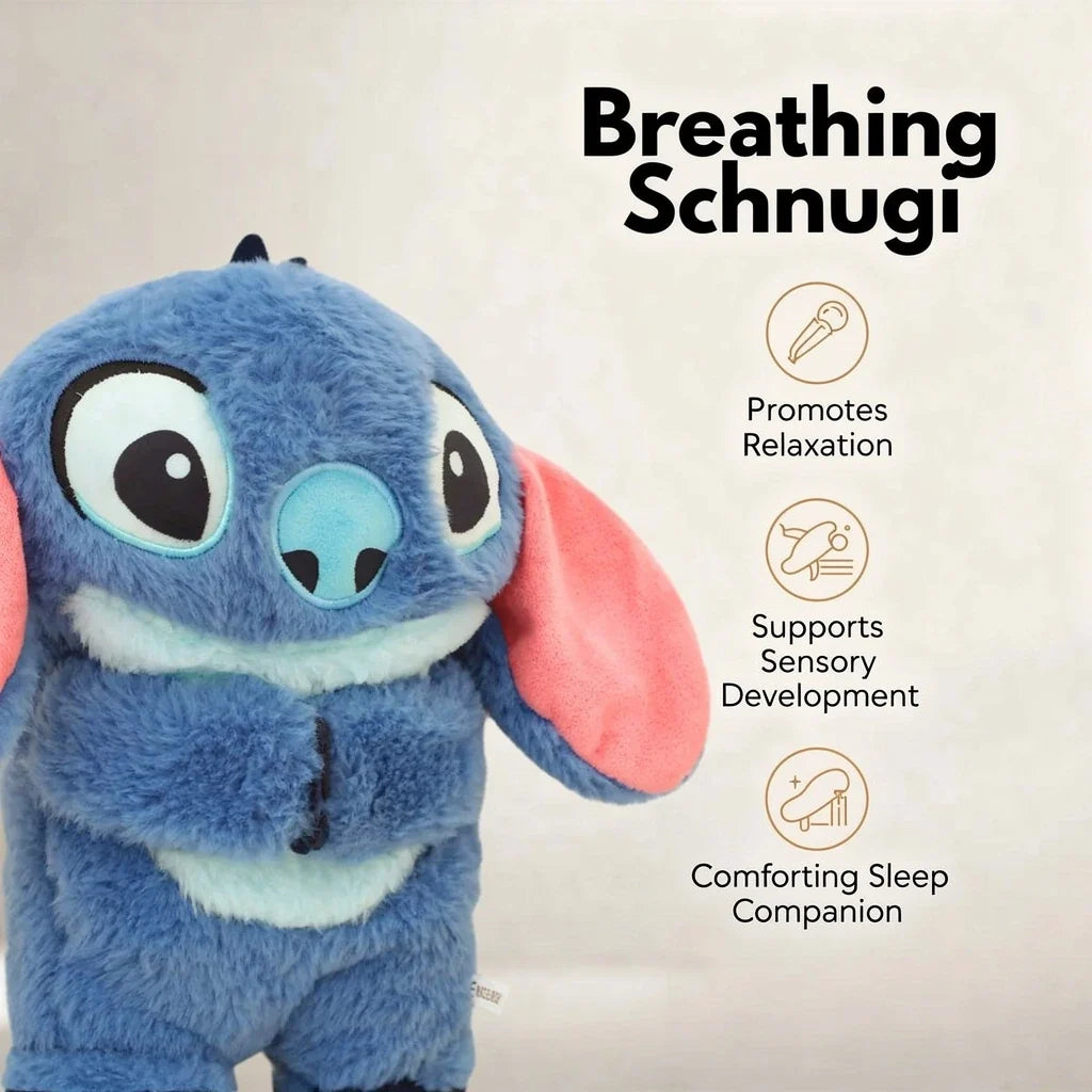 Soft character breathing plush toy with glowing belly
