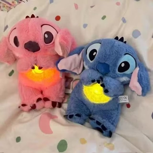 Soft character breathing plush toy with glowing belly