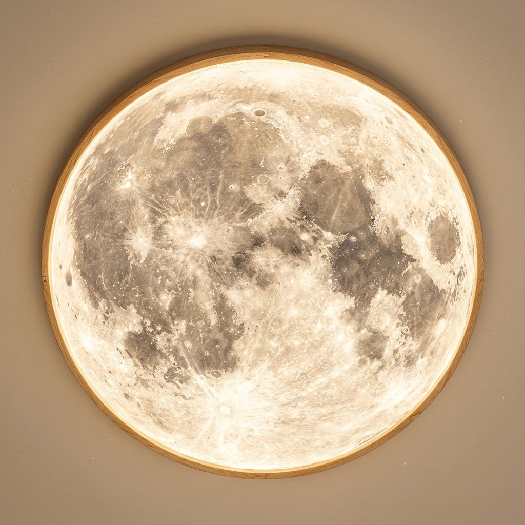 Round dimmable LED ceiling light with moon-effect textured shade