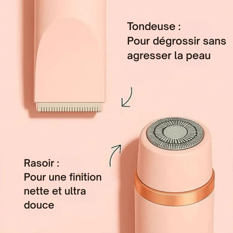 Compact electric facial hair remover with cutting and circular shaving heads