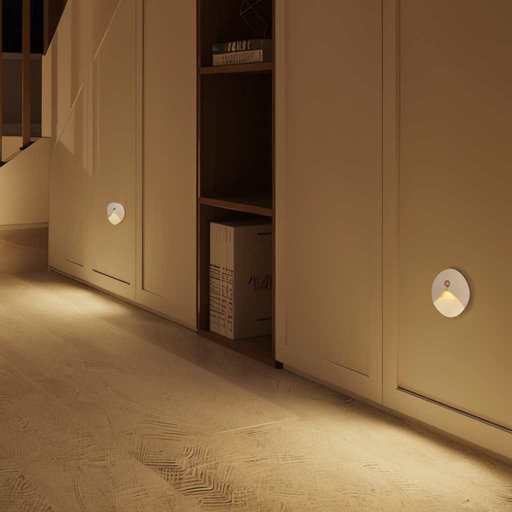 Square LED wall light with curved front design and motion sensor
