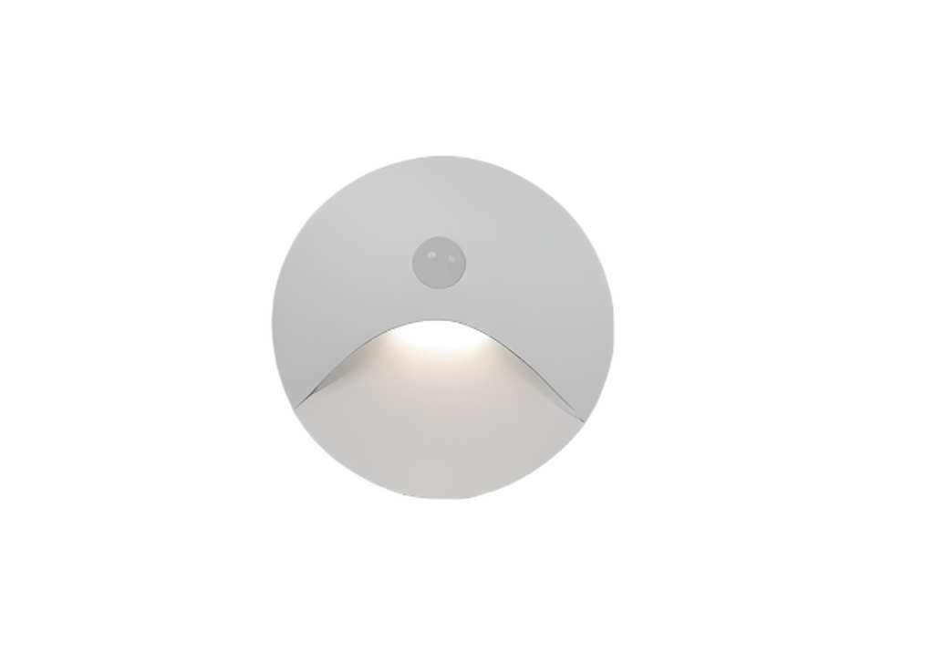 Square LED wall light with curved front design and motion sensor