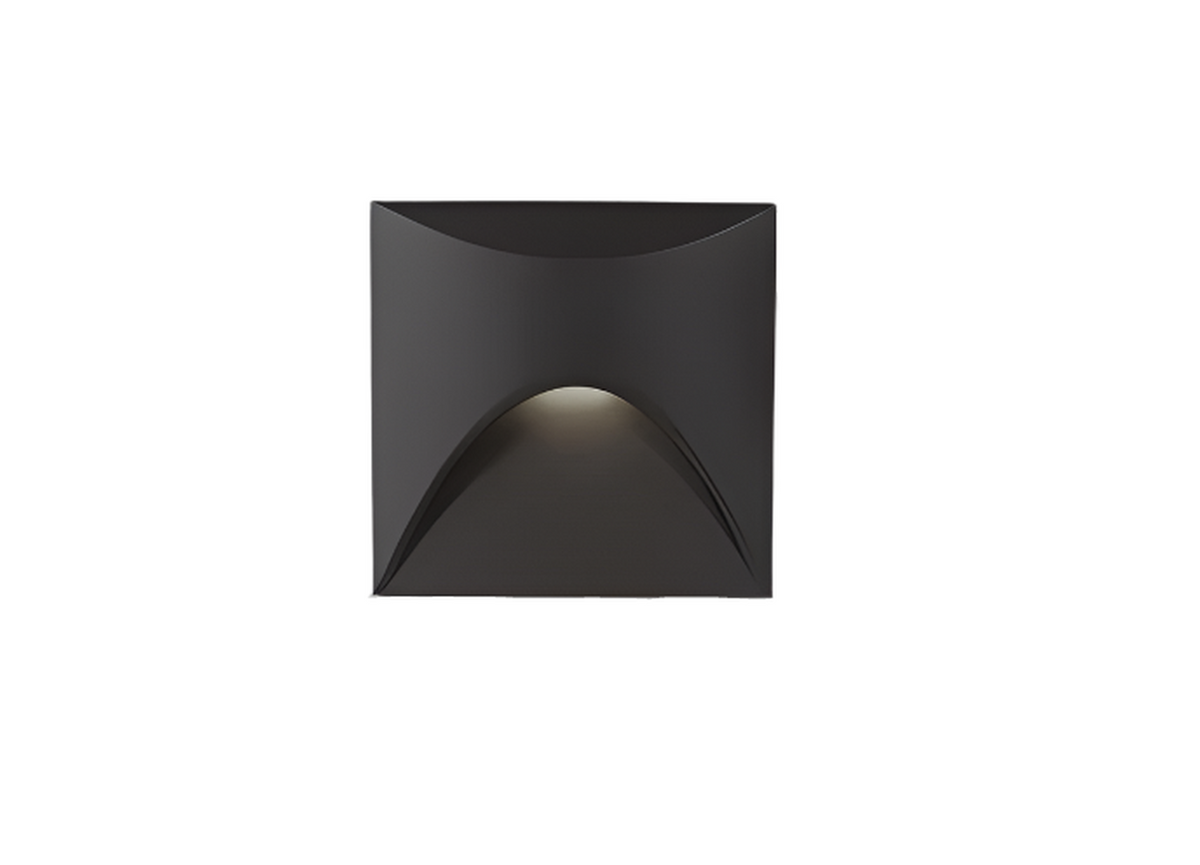 Square LED wall light with curved front design and motion sensor