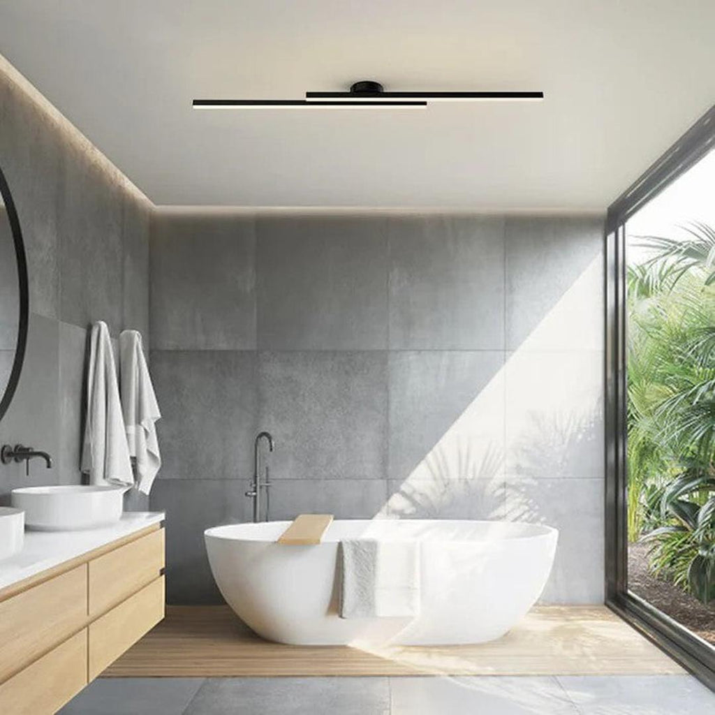 Slim linear LED ceiling light with elongated bars