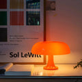 Glossy mushroom table lamp with rounded dome and circular base