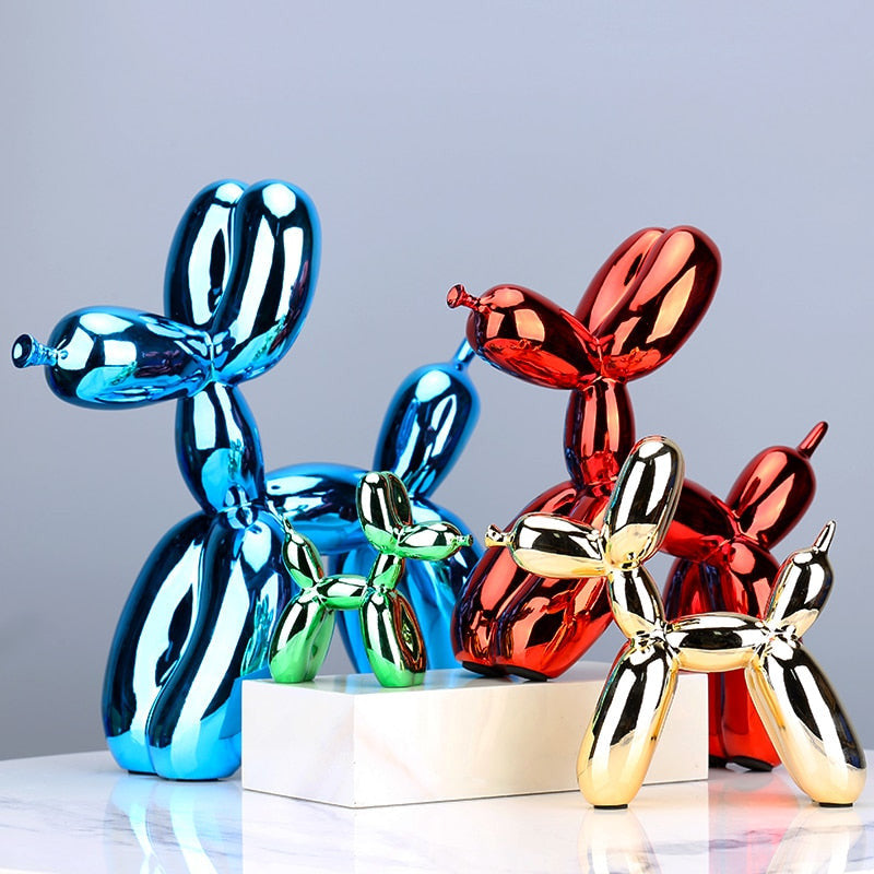 Glossy metallic balloon dog decorative sculpture